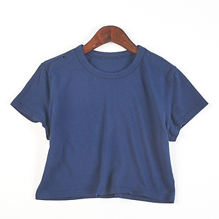 81外贸美式潮牌全棉短袖T恤女82797夏季新款甜辣妹露脐超短款上衣