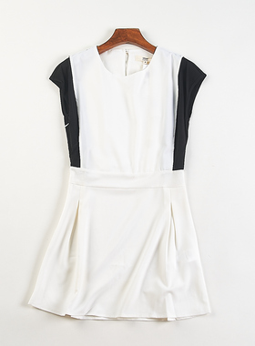 精品韩版拼接假两件连衣裙女84952夏季新款修身显瘦OL通勤A字短裙