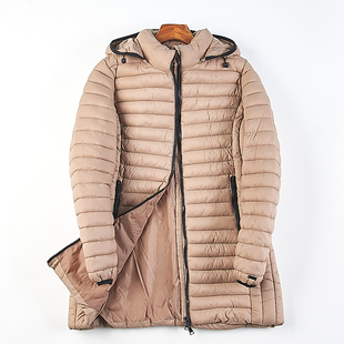 棉服外套 中长款 出口美国秋冬新款 女士轻薄连帽棉衣12.3H80965修身