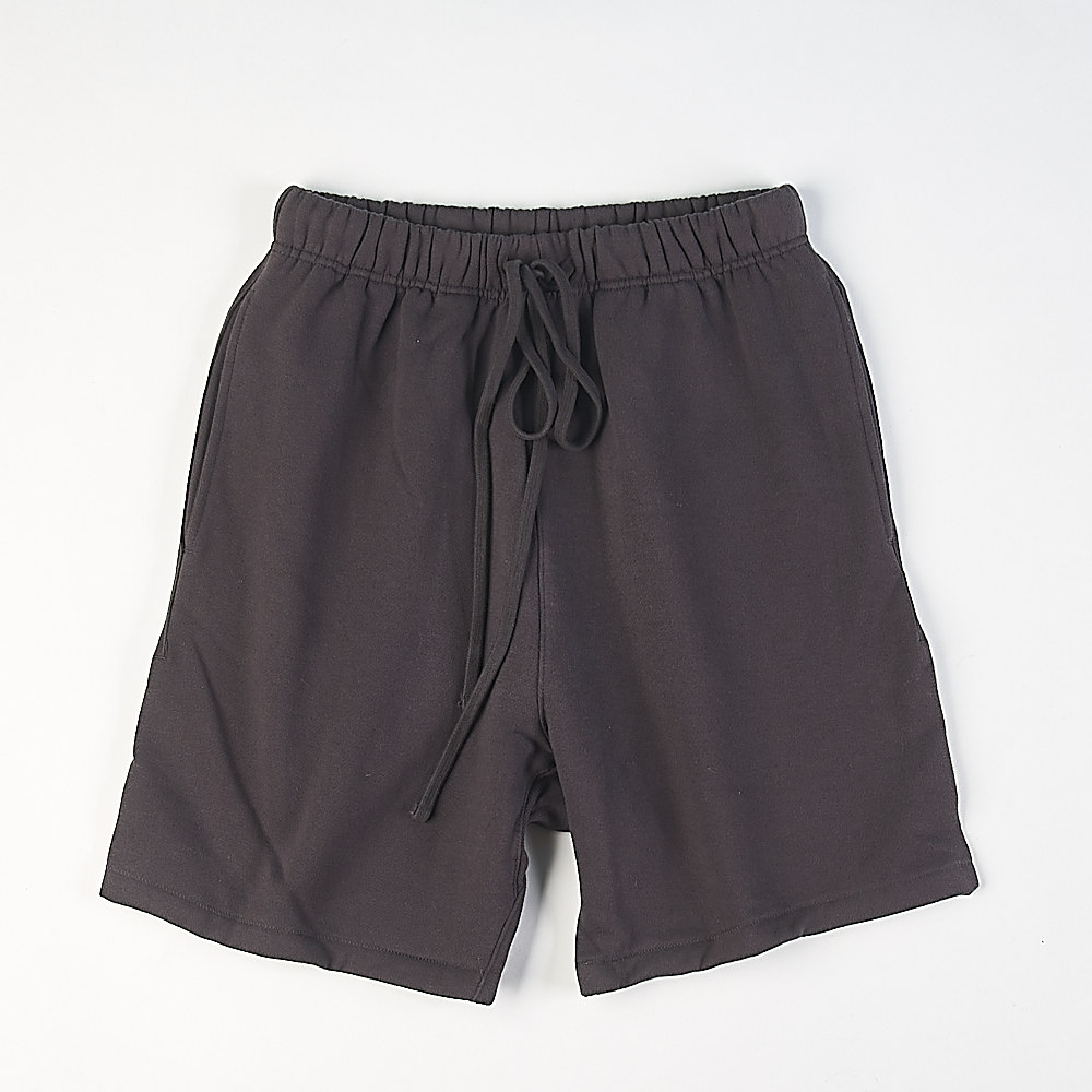 外贸原单深灰纯棉加绒卫裤短裤男女同款H85921宽松休闲运动五分裤