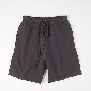外贸原单深灰纯棉加绒卫裤短裤男女同款H85921宽松休闲运动五分裤
