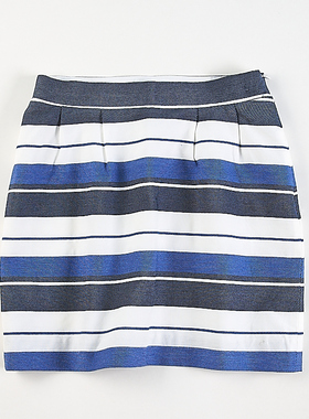 外贸日单粗条纹半身裙女H84565春夏高腰侧拉链显瘦百搭包臀中短裙