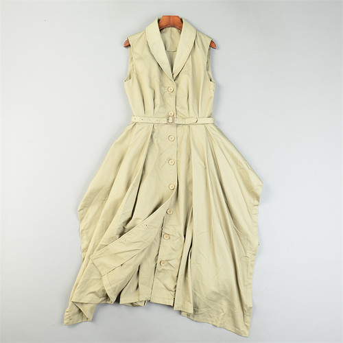 高货日单剪镖收腰连衣裙女L84639气质御姐范无袖风衣长款上装外套