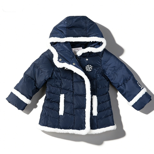 高充绒量女童收腰连帽羽绒服L86174卡通刺绣加厚保暖90白鸭绒外套