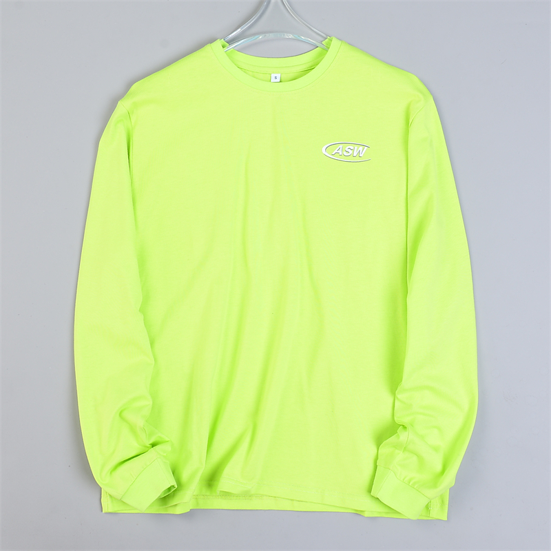 男女生荧光绿长袖T恤休闲上衣