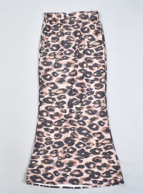 复古辣妹高腰豹纹半身裙4.22L82006春夏修身性感包臀鱼尾拖地长裙