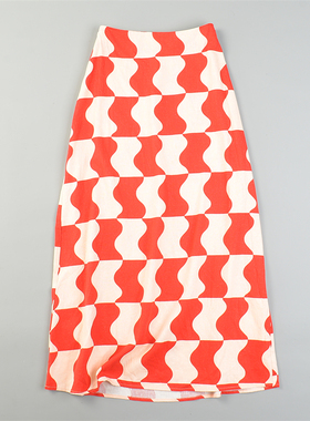 高货外贸单棉麻半身裙女L84360夏秋中高腰一步裙休闲度假风长裙子