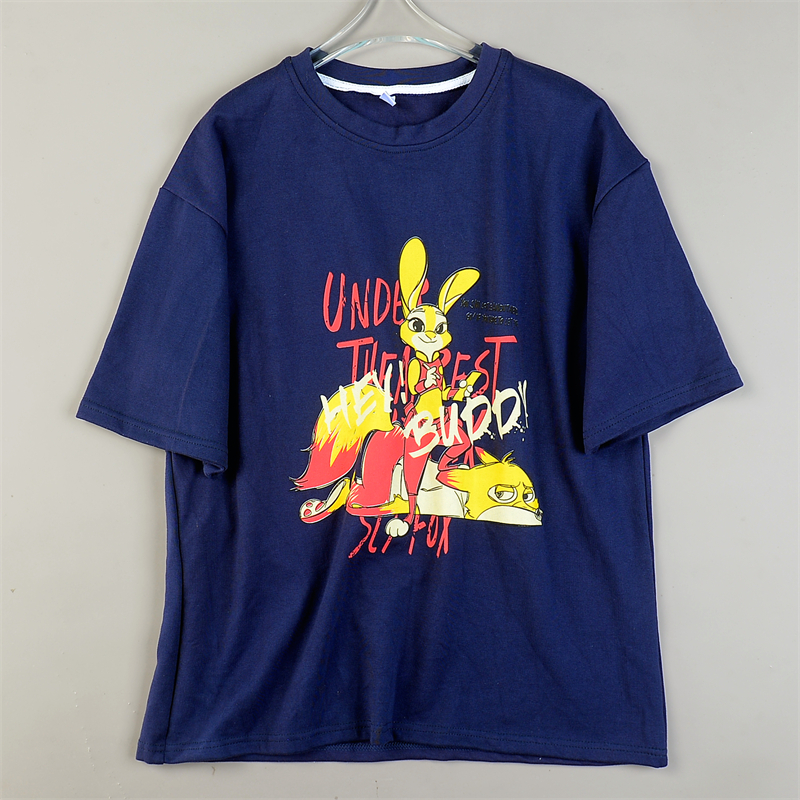 精品纯棉男女生印花短袖T恤10.21L84850宽松落肩袖夏季休闲风上衣