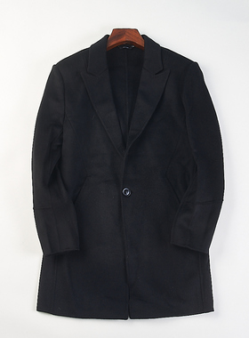 高级感日系双面呢大衣男H85516秋冬季西装领单排扣中长款羊毛外套