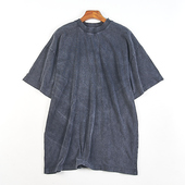 显瘦上衣夏 潮牌宽松大码 高级感磨砂做旧全棉短袖 T恤男女82807美式