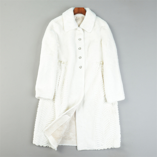 高奢仿水貂毛麂皮绒毛毛大衣女L85419皮毛一体保暖环保皮草外套冬