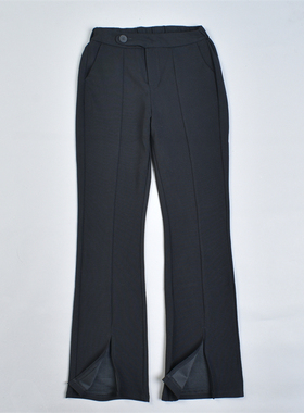 经典韩版黑色微喇叭裤女3.18L81652高腰显瘦显腿长气质休闲长裤子