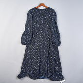 625法式 高级感显瘦气质V领长袖 连衣裙H80149夏秋女神雪纺碎花长裙