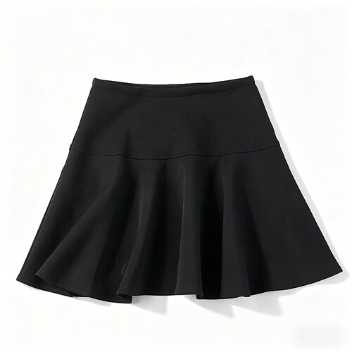 通勤轻熟风纯色中腰A字短裙女