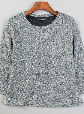 小香风花呢针织衫T恤女L85049春秋季通勤九分袖内搭外穿休闲上装