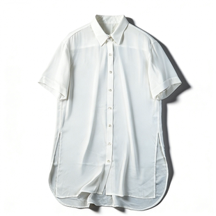 衬衫 白色短袖 女L86017垂坠感凉爽透气宽松衬衣 中长款 日单2026夏季