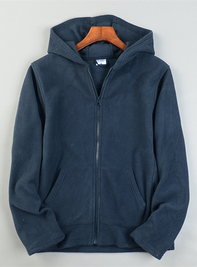 精品外贸摇粒绒卫衣男女L85433秋冬宽松连帽拉链开衫抓绒保暖外套