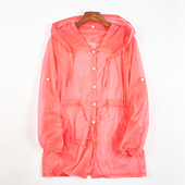 女H82611宽松休闲户外中长款 连帽防晒服开衫 皮肤衣外套 轻薄款 夏季