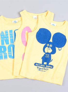 929日单亲肤透气男女童装印花背心L80054清凉夏季休闲儿童无袖T恤