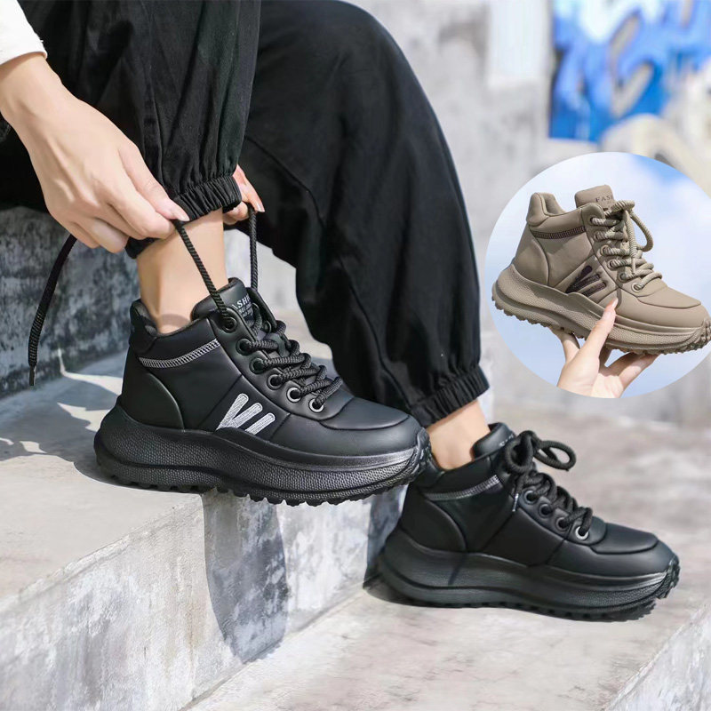 依婷公主轻便面包鞋2024新款棉鞋高帮厚底休闲鞋子秋冬加绒运动鞋