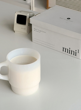 现货AHD奶玉玻璃马克杯中古风韩式ins复古玉色咖啡牛奶玻璃杯客厅