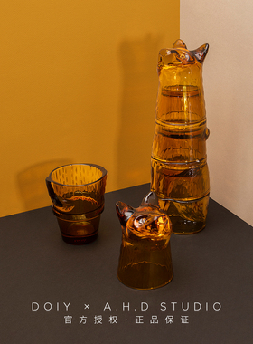 DOIY现货西班牙猫咪叠叠水杯 4只装堆叠创意设计餐厅精致玻璃礼物