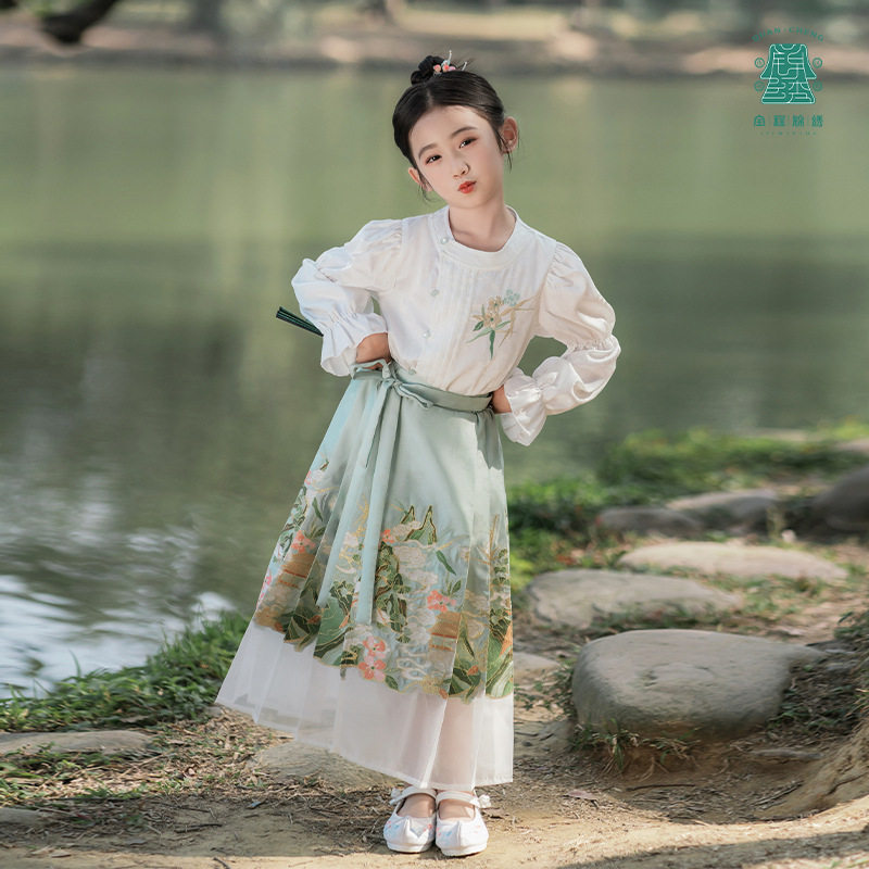 桃花源记】改良明制马面裙女童汉服元素圆领衬衫儿童古风唐装春秋