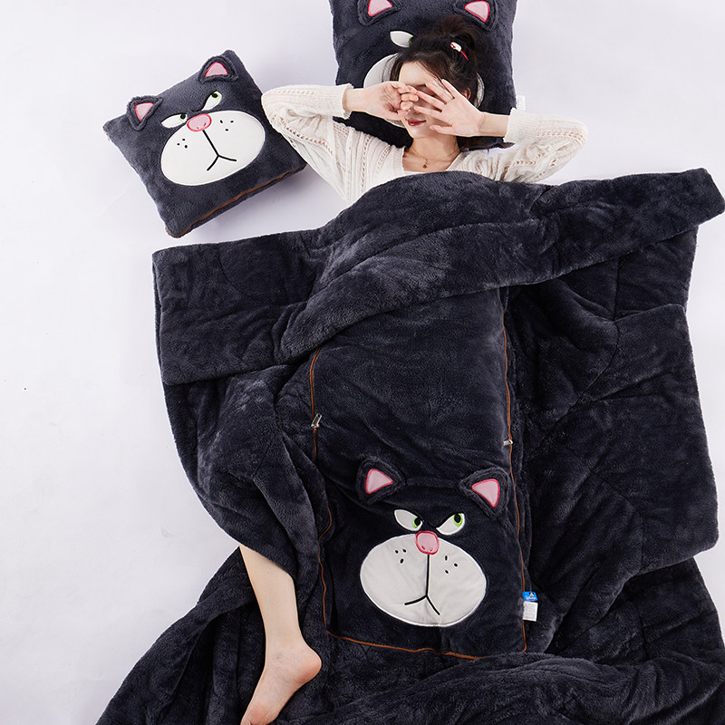 2026新款加绒加厚双面北极绒路西法抱枕被两用沙发办公室午睡汽车