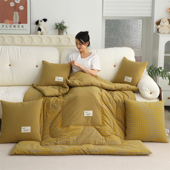 轻奢简约A类全棉抱枕被两用车载靠垫办公室午睡便携二合一空调被