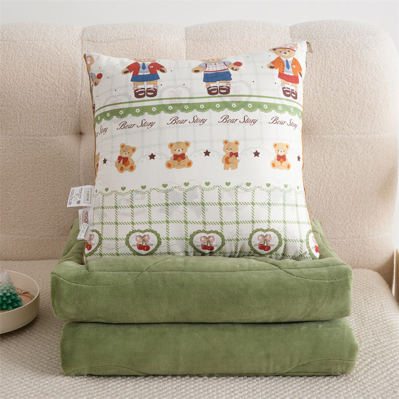A类棉加绒 抗菌抱枕被子两用汽车靠垫办公室沙发午睡毯子空调被冬