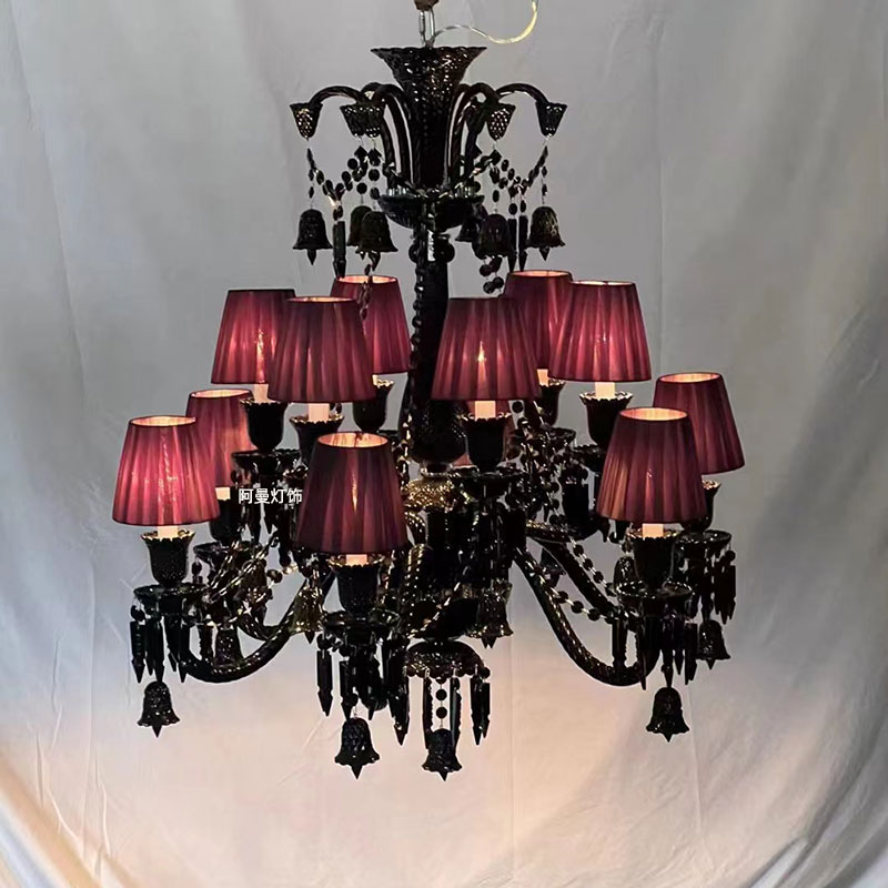 漫咖啡厅餐厅客厅复古黑色水晶灯