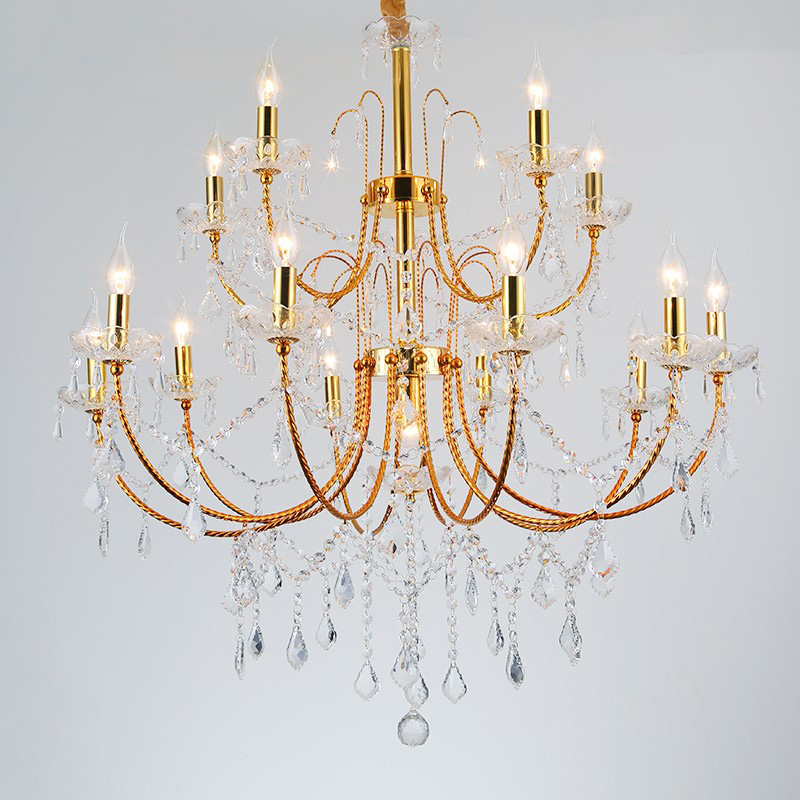 金色欧式客厅吊灯餐厅卧室铁艺水晶灯大气网咖服装店装饰艺术灯具