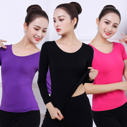 舞蹈练功服女成人莫代尔圆领上衣修身形体服艺校学生现代舞跳舞服