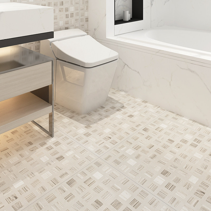 喜茶简约灰色格子花砖 卫生间防滑地砖背景墙瓷砖 网红砖600x600