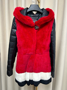 2025新红色水貂皮草外套女獭兔毛真皮皮衣皮草工厂清仓断码 特价