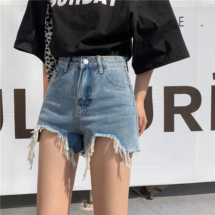 Real price real shot spring new denim shorts Korean version loose show thin wide leg high waist word hot pants