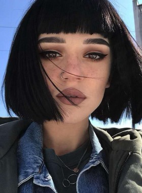 欧美假发女短发圆脸bobo头朵拉