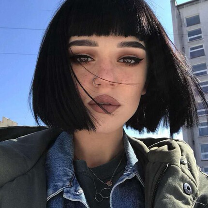 欧美假发女短发圆脸网红街拍夜店bobo波波头空气刘海短直发 朵拉
