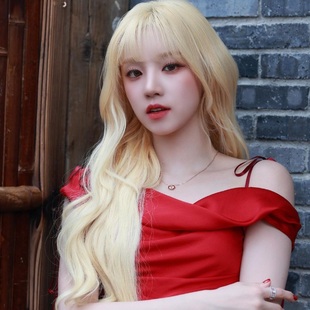 DLE宋雨琦同款 浅金色齐刘海假发 女团YUQI韩国女子演唱组合