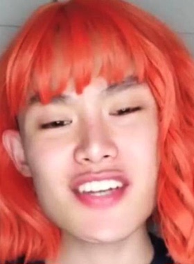 抖音毛毛姐同款搞笑假发男短卷发女装伪娘橙色假毛动漫cos全头套