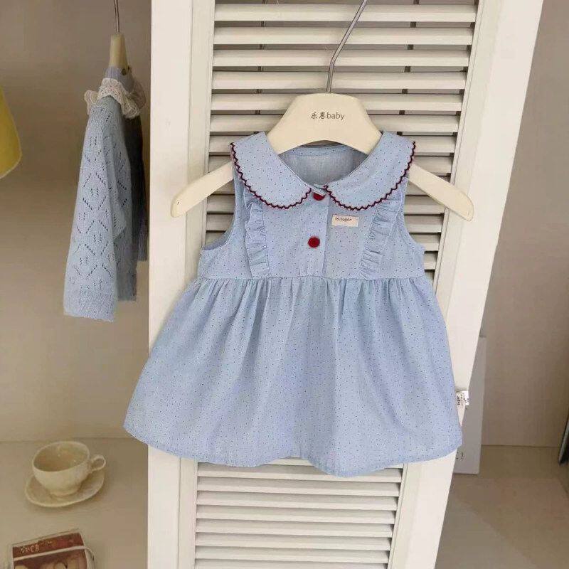 女宝日系波点娃娃领连衣裙夏季中小童甜美儿童背心裙公主裙26157