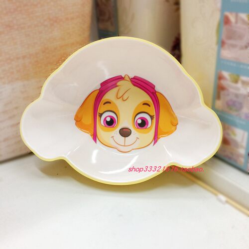 希尔卡通双色碗汪汪队天天家用仿陶瓷密胺宝宝幼儿童餐具辅食饭碗