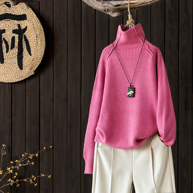 涧蓝原创纯色高领毛衣女冬季新款宽松慵懒风保暖加厚针织打底衫在类目 女装/女士精品, 毛衣中 - 来自Buy2taobao.com提供专业的淘宝代购服务