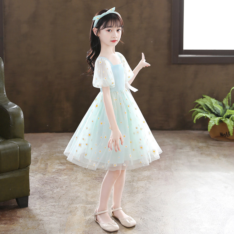 女童夏装连衣裙雪纺短袖纱裙