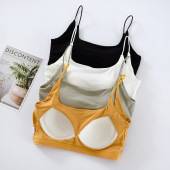 棉莫混纺无钢圈吊带抹胸细肩带方领后U美背内衣文胸内搭裹胸女生