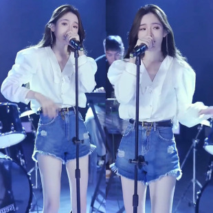 戴羽彤今年秋流行漂亮衬衫女2025年夏季新款时尚惊艳牛仔短裤套装