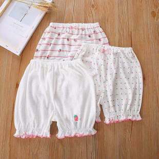 大中小女童草莓系列纯棉网眼灯笼裤速干透气宝宝短裤三分打底裤