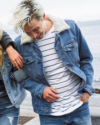 现货Hollister HCO AF 海鸥 仿羊羔绒卡车司机夹克牛仔外套