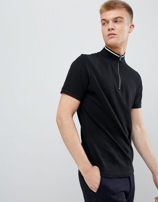 英国拉链立领短袖polo衫