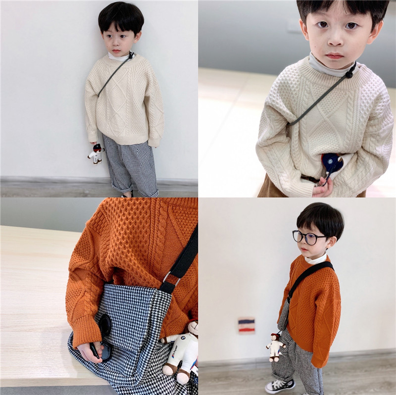 童童妈定制男女童韩版宽松麻花套头毛衣宝宝复古针织衫上衣秋冬装